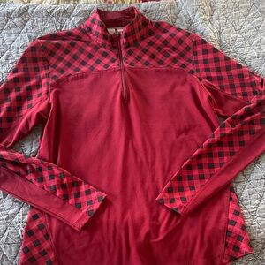 Women's Red Plaid Quarter-Zip Top
